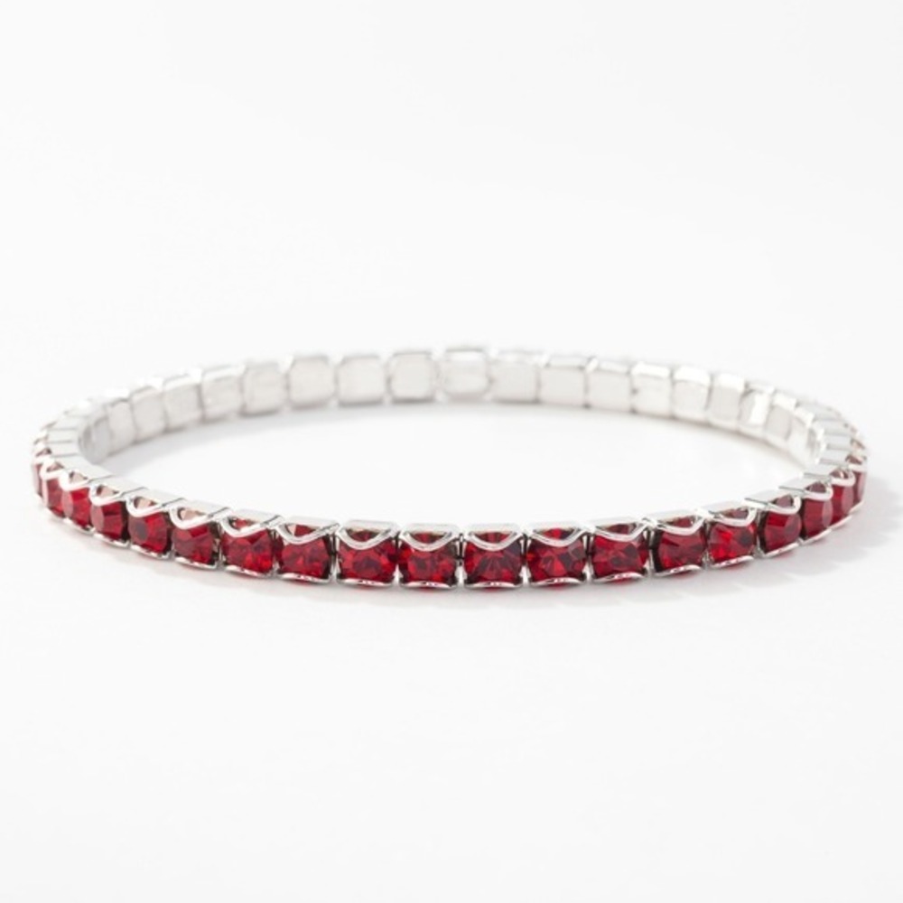 Touchstone Crystal January Birthstone Stretch Bracelet Siam Red Garnet Crystal